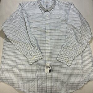 Eagle Shirtmakers Non-Iron Big Fit Dress Shirt Mens 20 34-35 Petrol Blue Check
